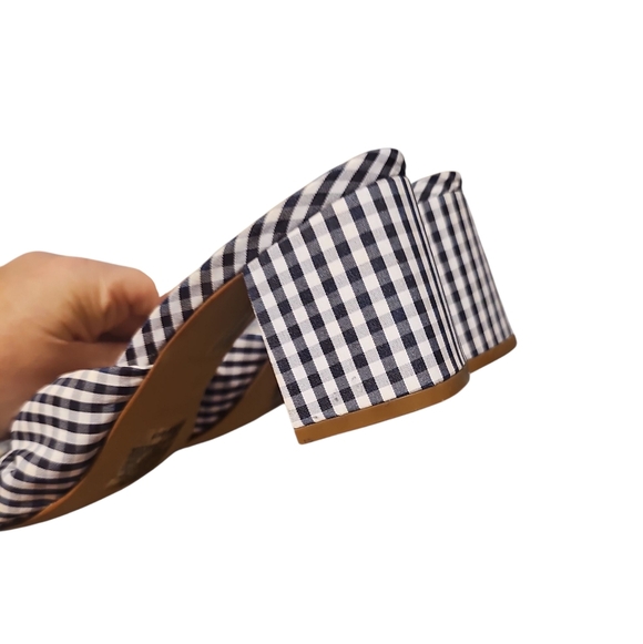 J. Crew Navy Blue White Knotted block-heel sandals in gingham Sz 7.5 New SH406 - Picture 2 of 7